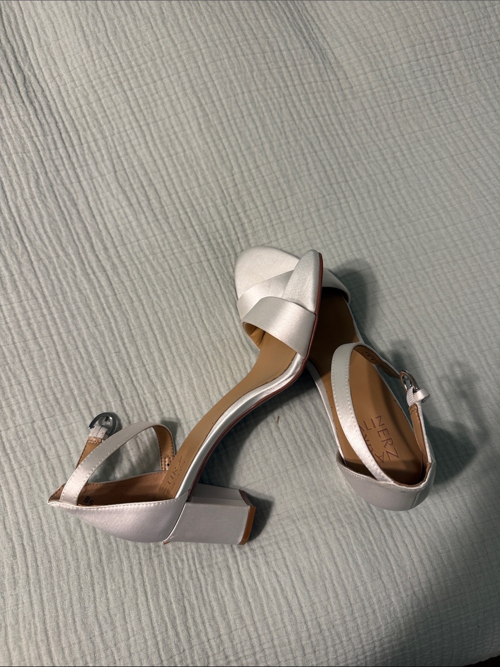 Liz Claiborne Silver White Block Heel Sandals